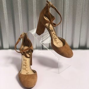 Sam Edelman Suede Camel Simmons Pump Block Heel